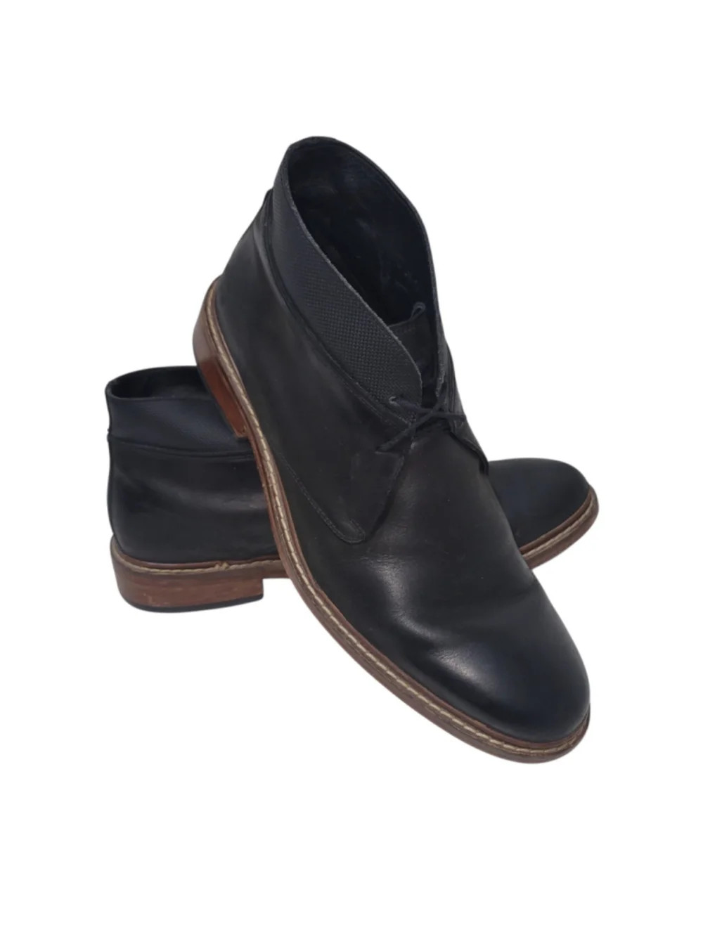Cole Haan Men's Black Colton Chukka Lace-Up Leather Boots Style C20111 Size 9.5M
